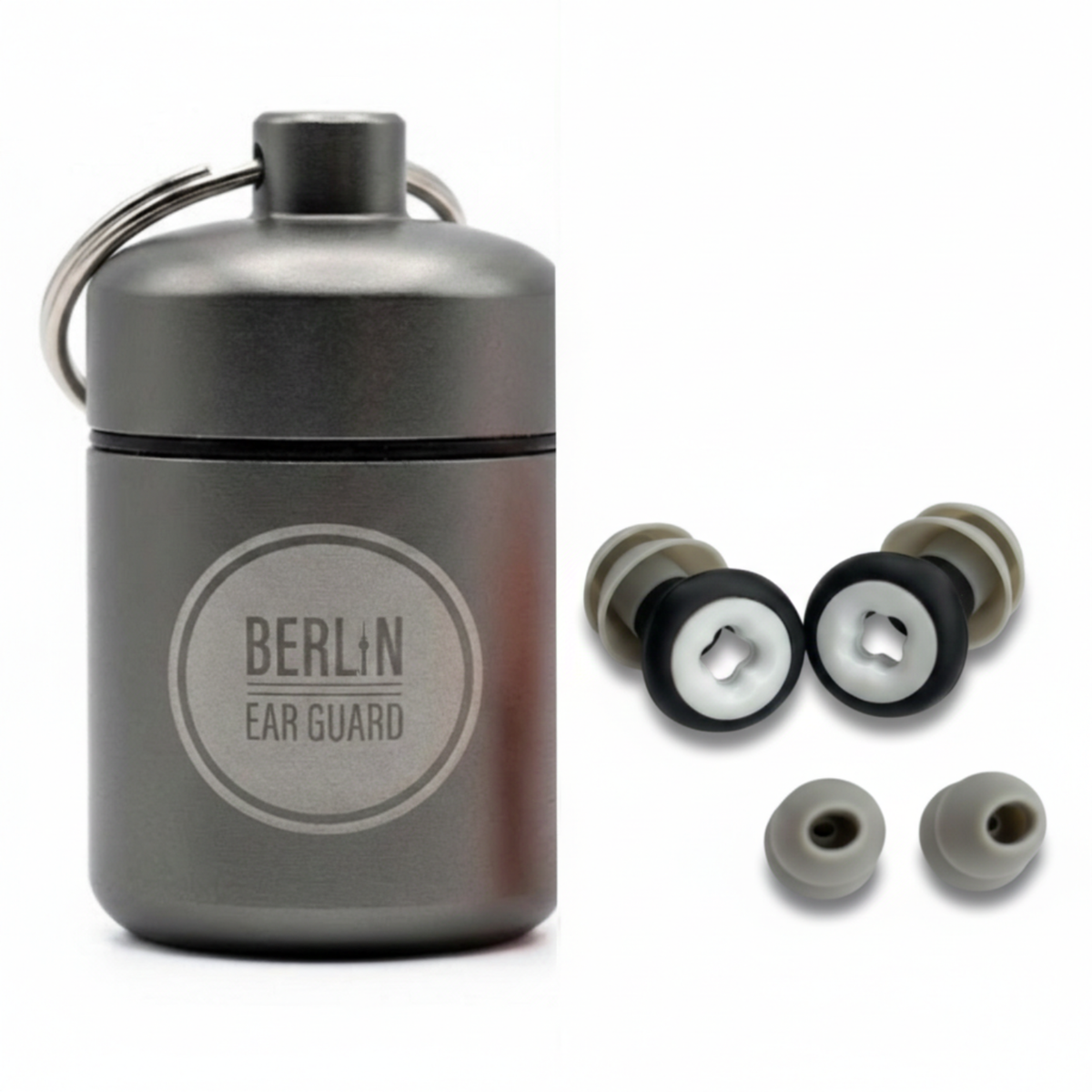 Ohrstöpsel zum schlafen in seitenlage mit wechselbaren endstücken in 2 größen  - doppeldecker ohrenstöpsel von berlin ear guard gegen schnarchen