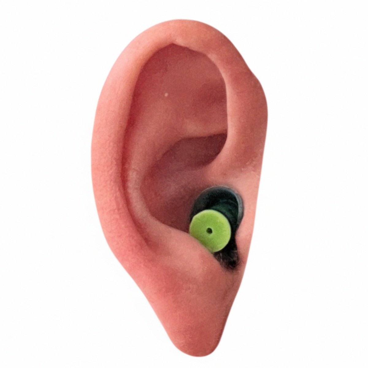 Schwimm Ohrstöpsel ins Ohr eingesetzt - Ohrenstöpsel zum Schwimmen, Schnorcheln, Surfen und Tauchen "Havelhecht" von Berlin Ear Guard