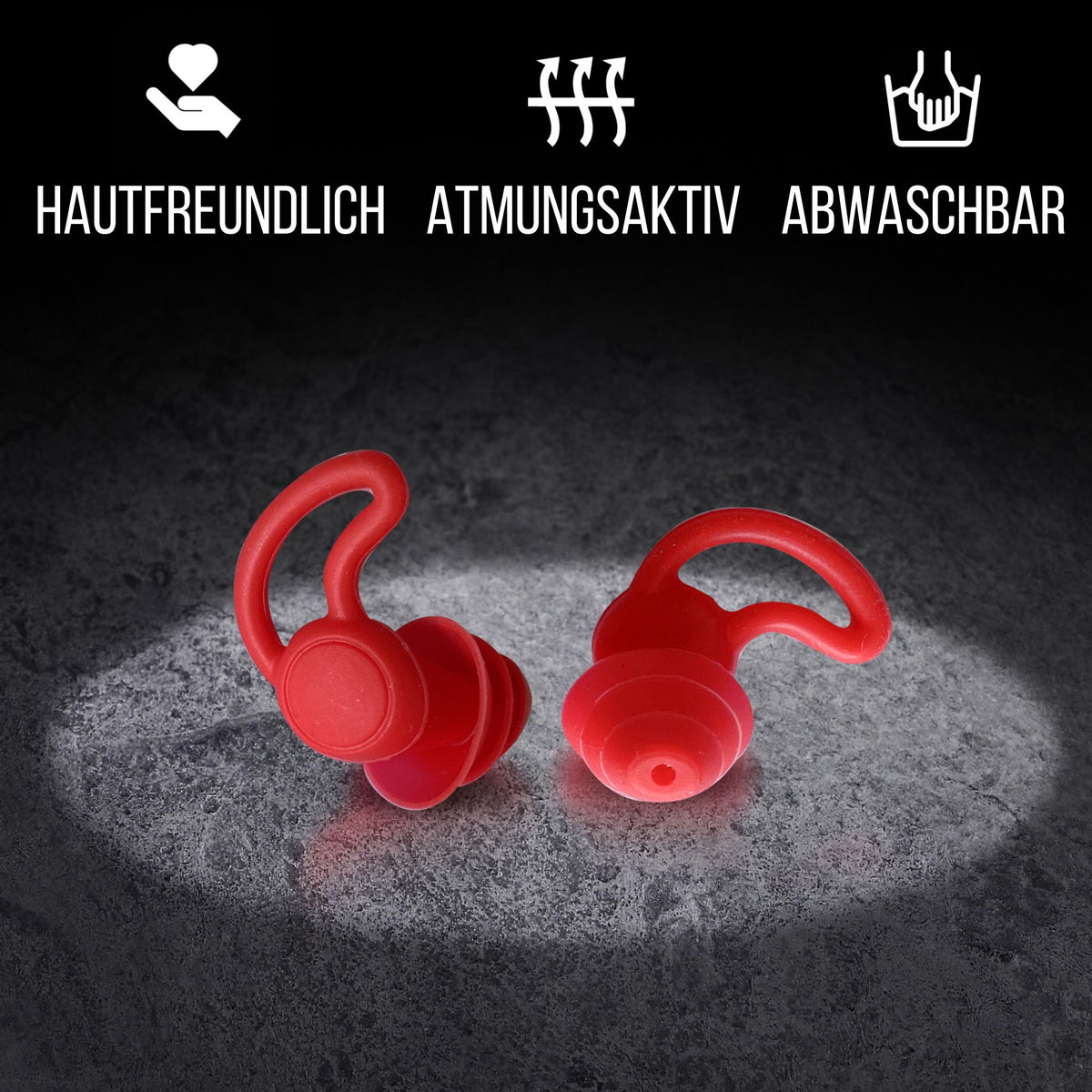 OHRSTÖPSEL "Schlafmütze" SCHLAFGEHÖRSCHUTZ GEGEN SCHNARCHEN ZUM SCHLAFEN IN SEITENLAGE | 28DB SNR rot, hautfreundlich und atmungsaktiv