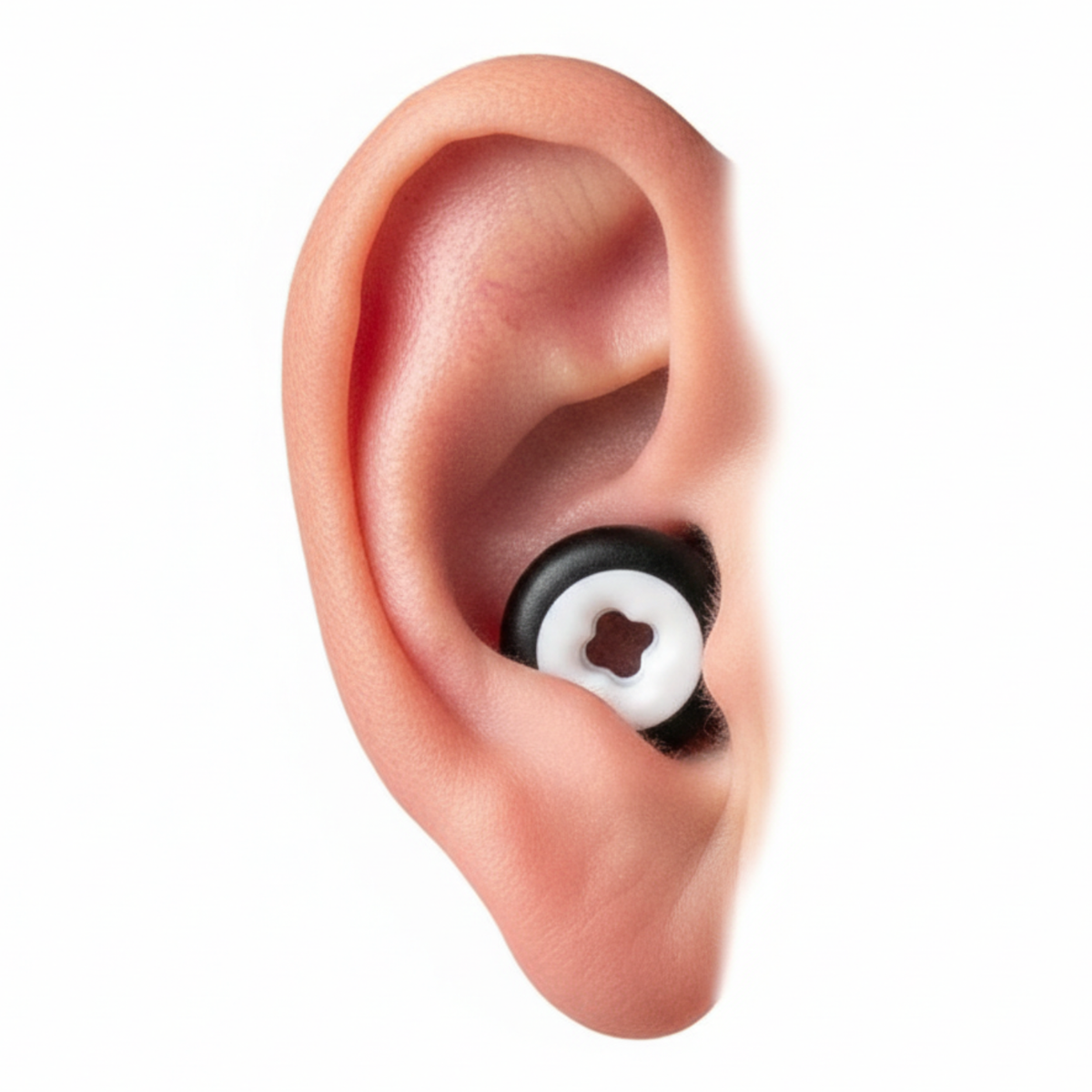 Ohrstöpsel zum schlafen in Seitenlage - korrekt ins ohr eingesetzt -  mit wechselbaren endstücken in 2 größen  - doppeldecker ohrenstöpsel von berlin ear guard gegen schnarchen