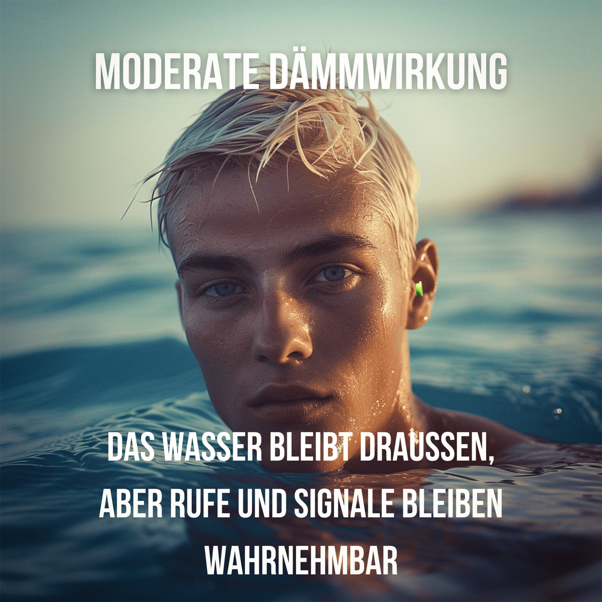 OHRSTÖPSEL "Havelhecht" | SCHWIMMEN, SCHNORCHELN, TAUCHEN, WASSERSPORT, DUSCHEN, BADEN | Wasser bleibt draußen, Signale hörbar