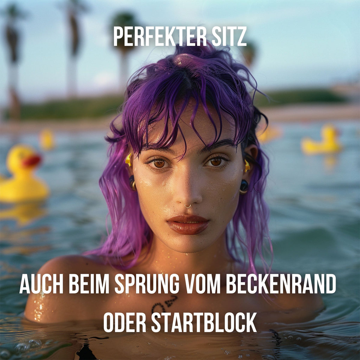 OHRSTÖPSEL "Quietscheentchen" | SCHWIMMEN, SCHNORCHELN, WASSERSPORT, DUSCHEN, BADEN | sicherer Halt auch bei Sprüngen ins Wasser