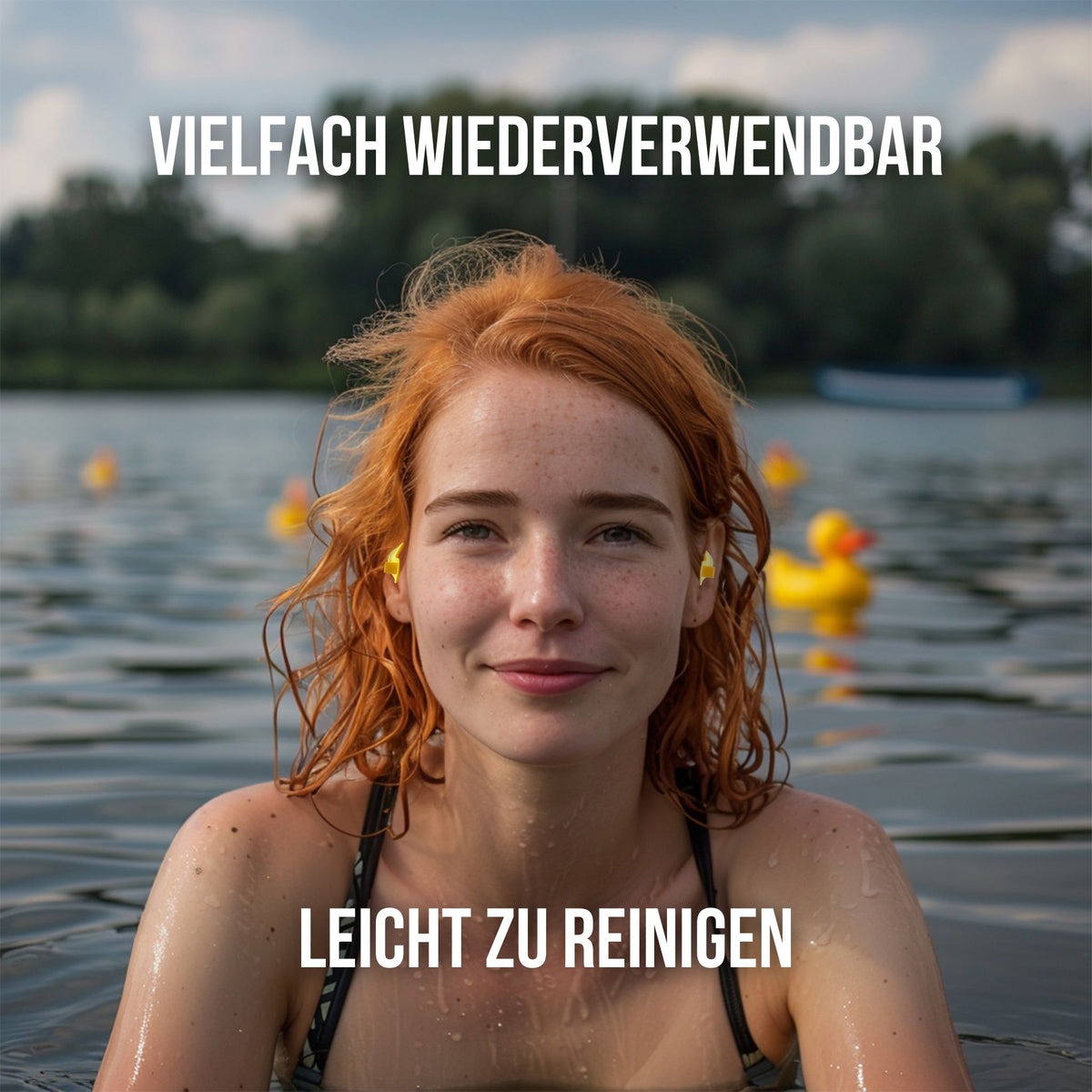 OHRSTÖPSEL "Quietscheentchen" | SCHWIMMEN, SCHNORCHELN, WASSERSPORT, DUSCHEN, BADEN | wiederverwendbar und leicht zu reinigen