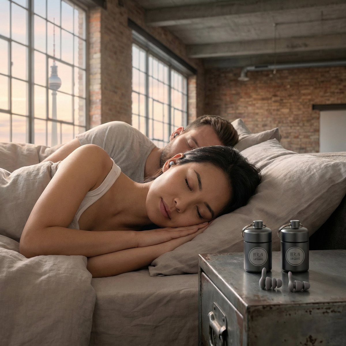 Ohrstöpsel Schlafen Set S + M–L | "Jute Nacht" | 30 dB | Berlin Ear Guard®
