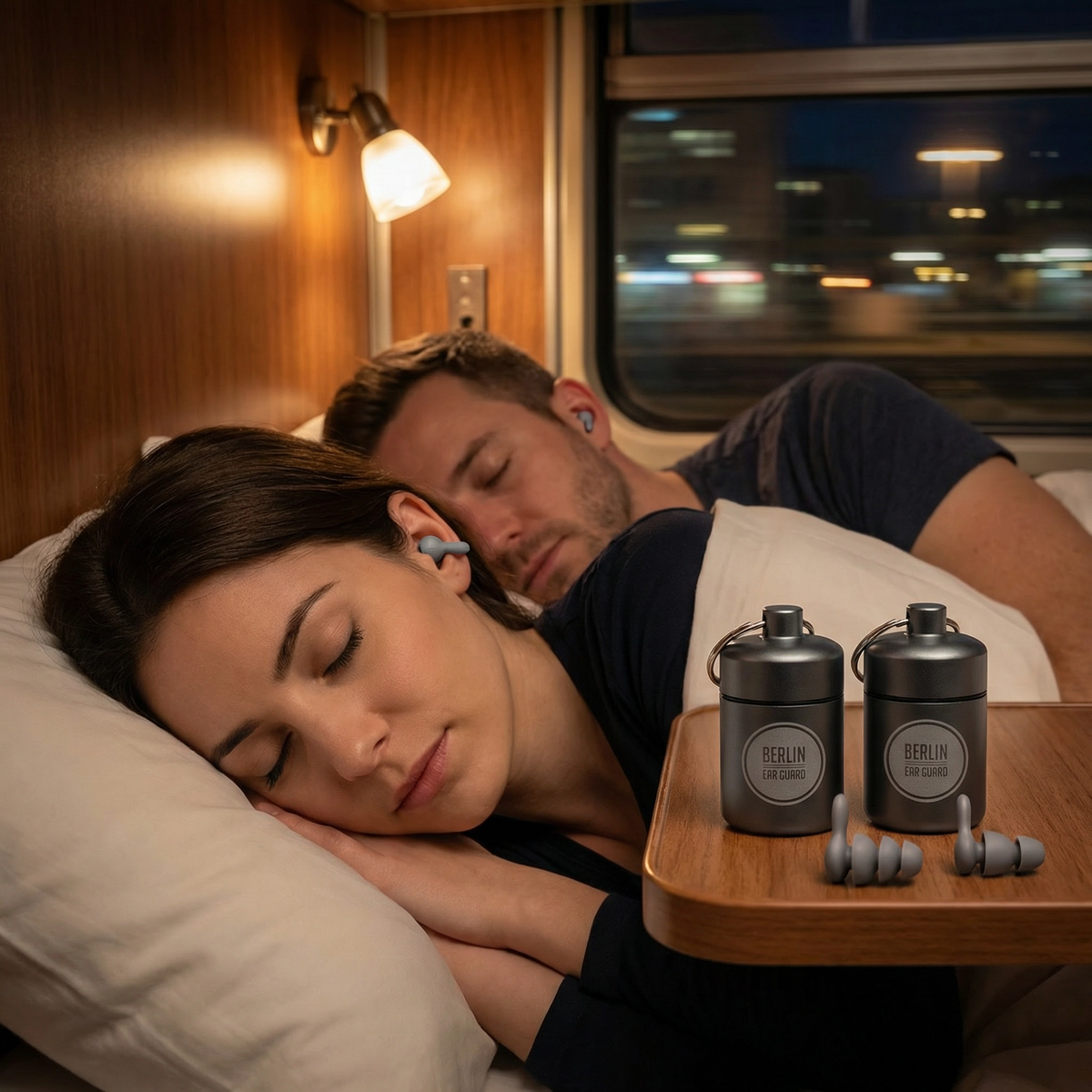 Ohrstöpsel Schlafen Set S + M–L | "Jute Nacht" | 30 dB | Berlin Ear Guard®