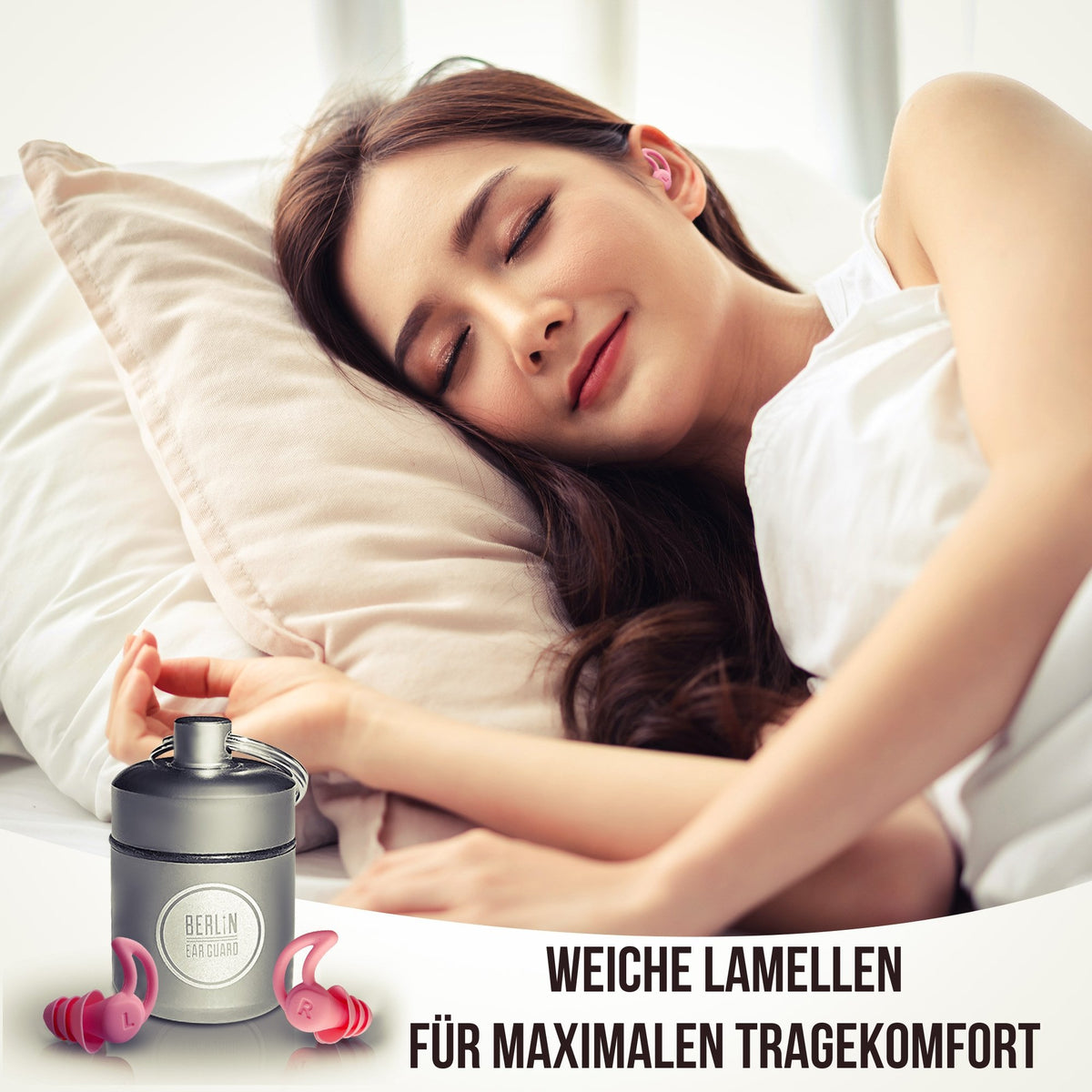 OHRSTÖPSEL "SEITENSCHLÄFER" SCHLAFGEHÖRSCHUTZ GEGEN SCHNARCHEN ZUM SCHLAFEN IN SEITENLAGE | 30DB SNR im Einsatz für ruhigen Schlaf
